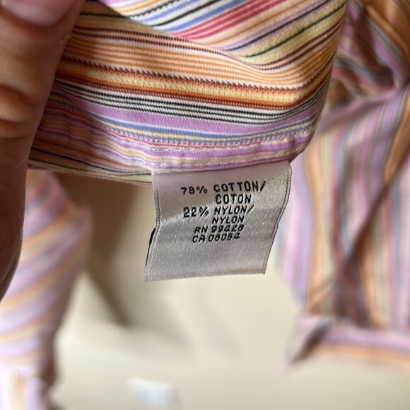 Bugatchi Uomo Striped Pink Multi Color Size XL Shirt - Picture 9 of 11